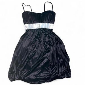 Ruby Rox Black satin babydoll dress